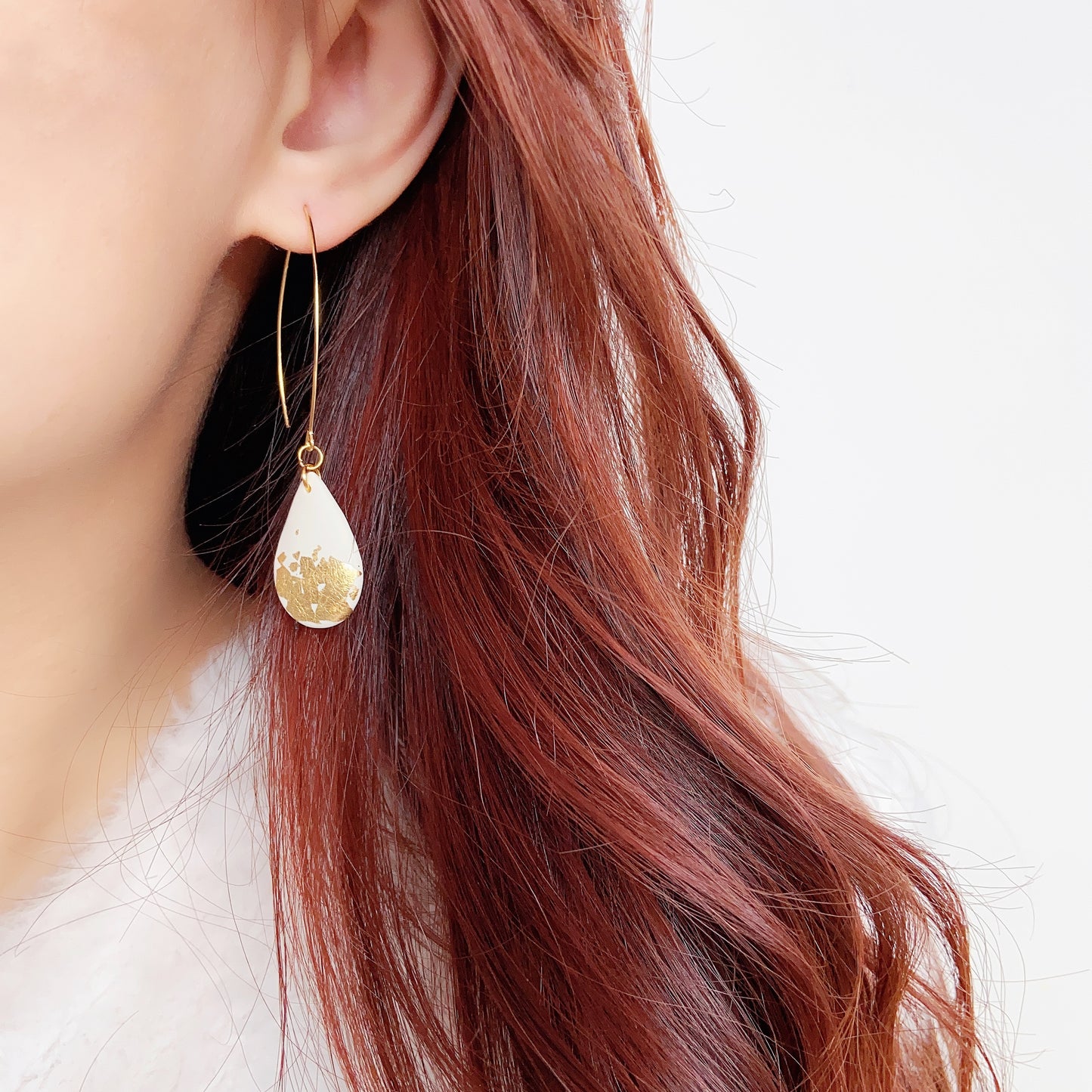 Gold Marble Foil Teardrop Earrings