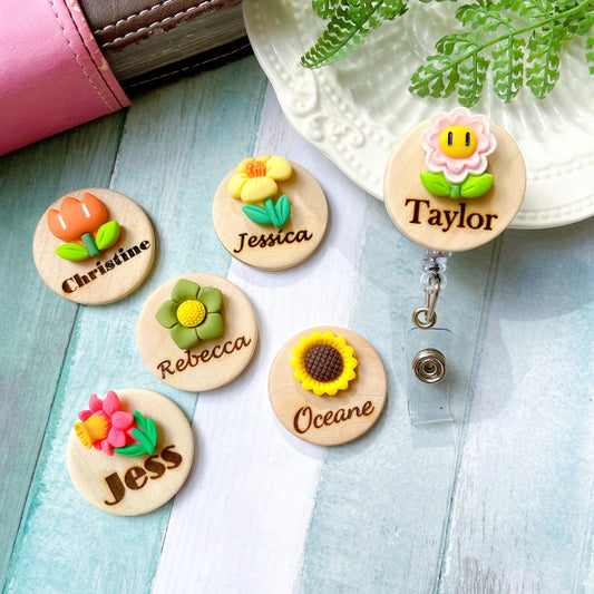 3D Dotty Tulip Personalized Name Badge Reel