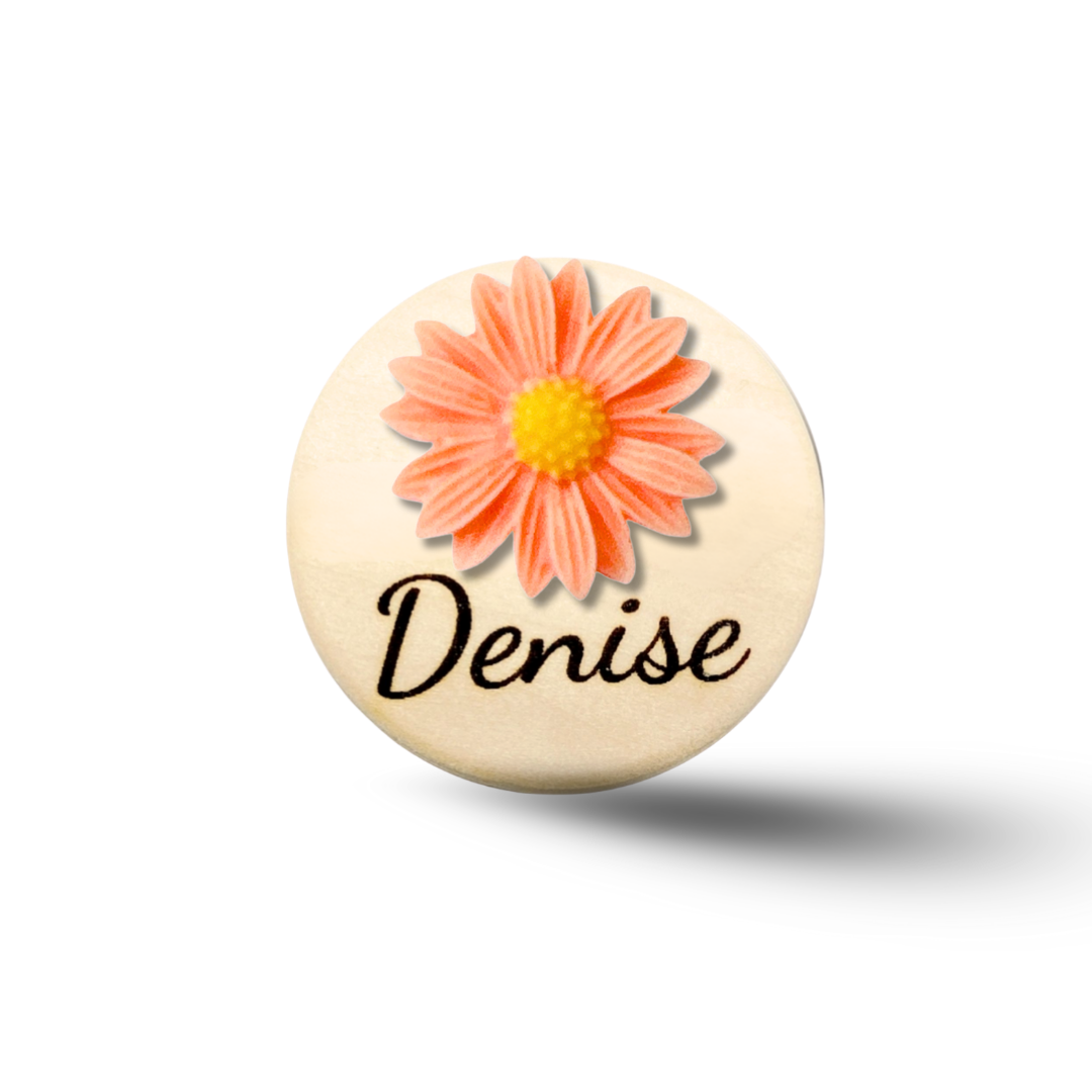 3D Coral Chrysanthemum Flower Personalized Name Badge Reel