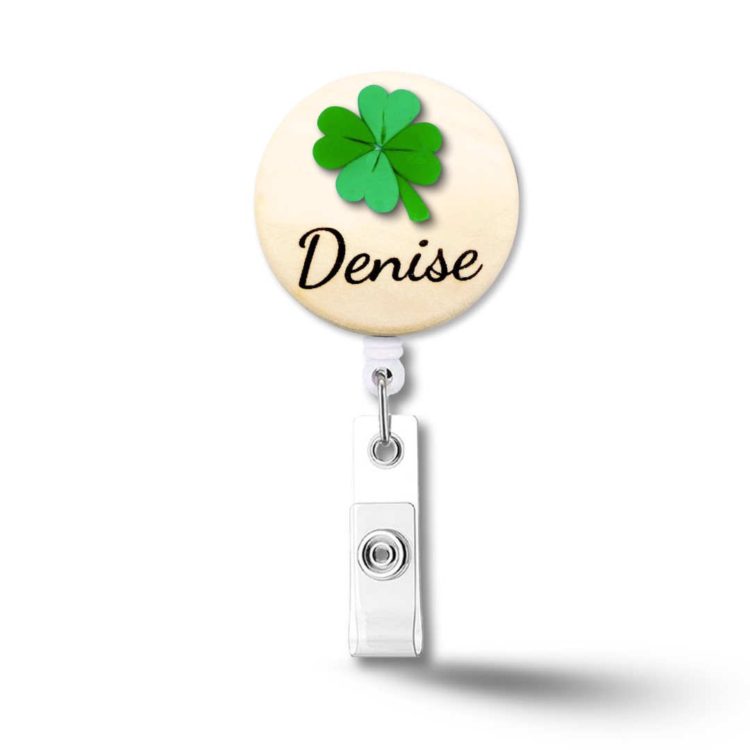 Handmade 3D Ladybug with Leaf Personalized Name Badge Reel