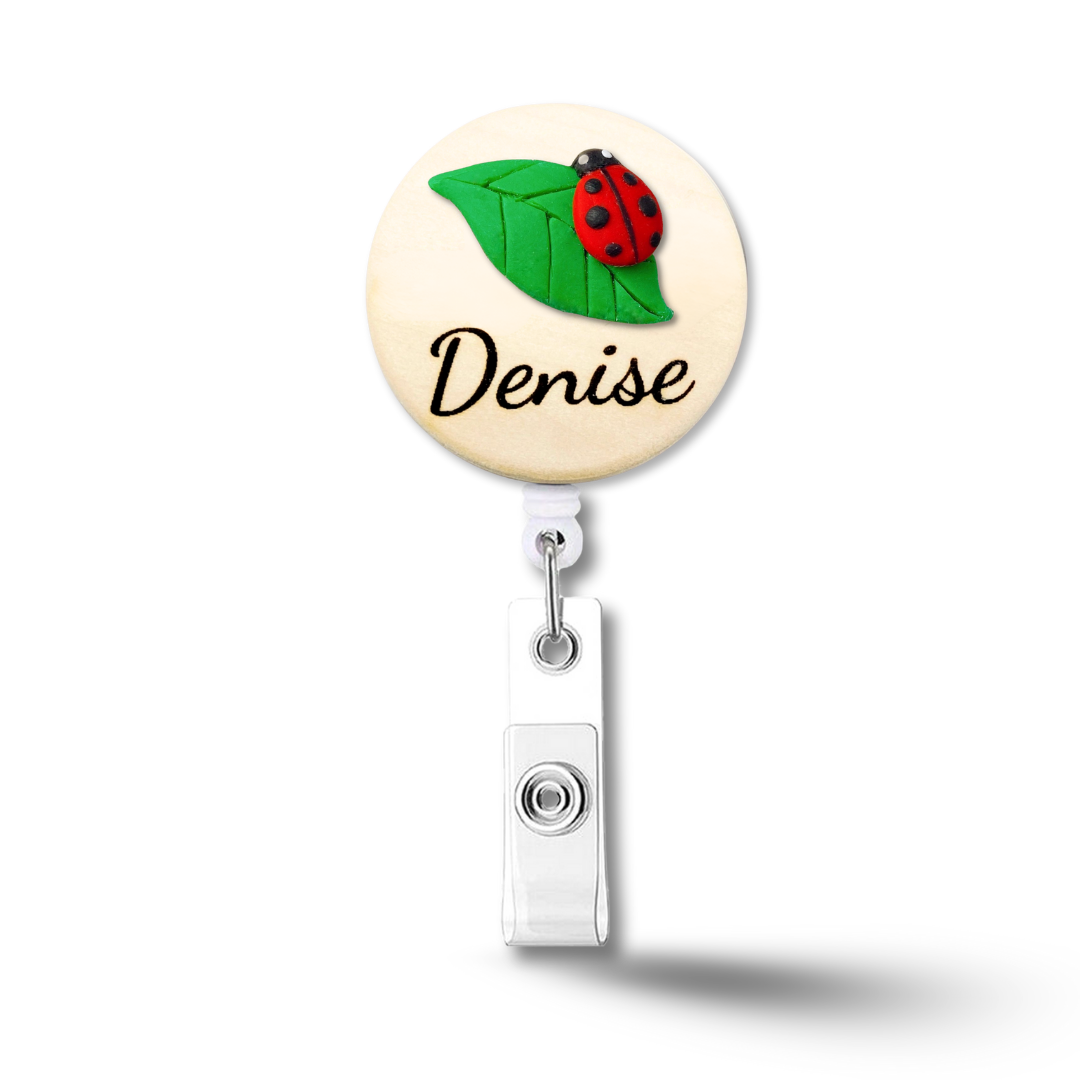 Handmade 3D Clover Leaf Personalized Name Badge Reel