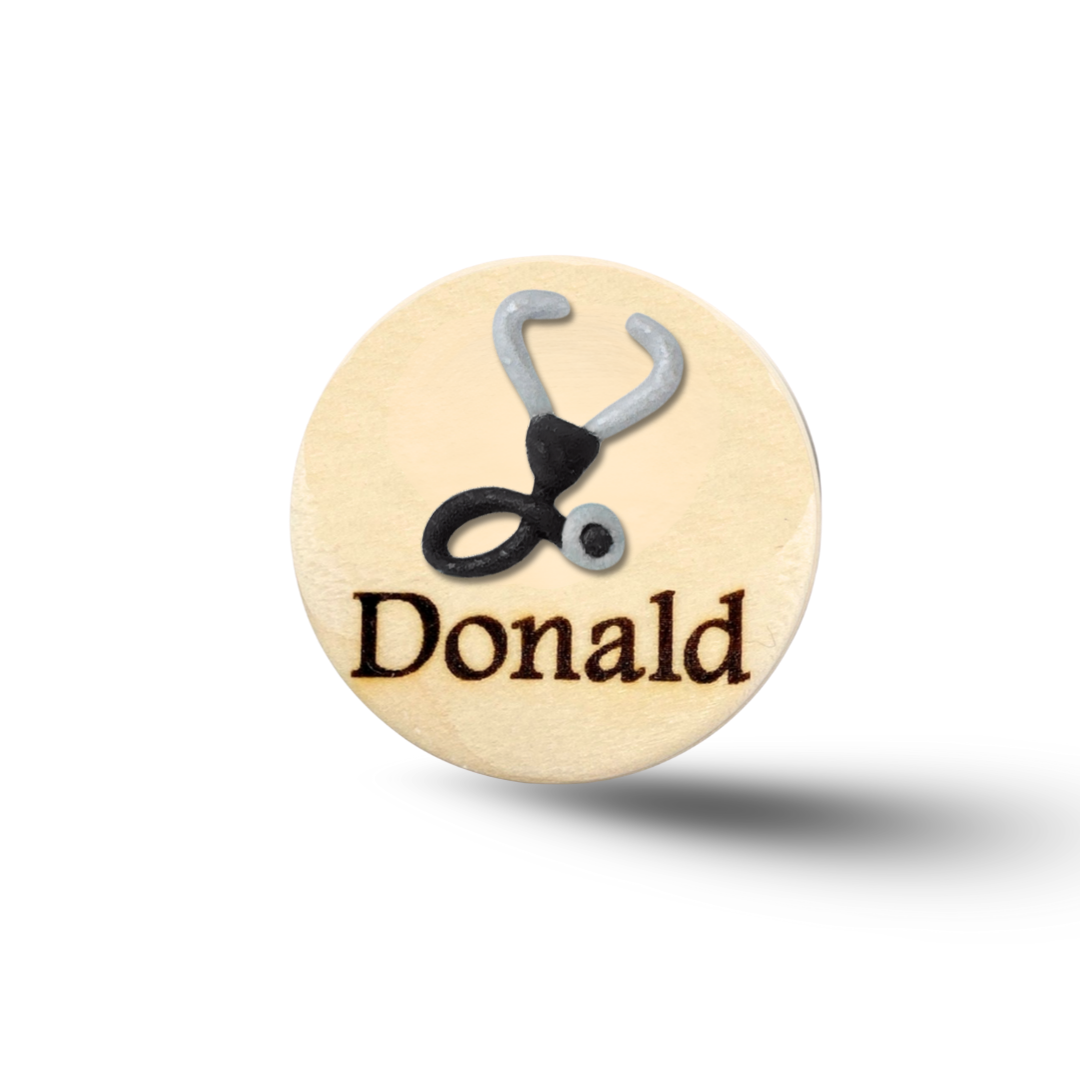 Handmade 3D Red Stethoscope Medical Doctor Personalized Name Badge Reel