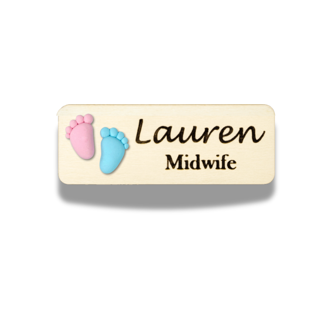 Handmade 3D Stock Obstetrics Midwife Personalised Name Tag