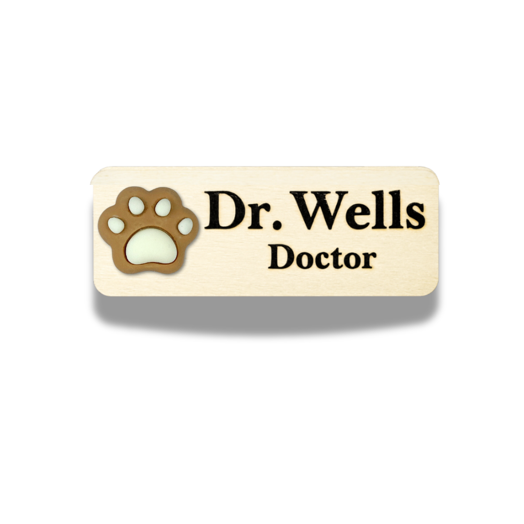 3D Animals Black Paw Personalised Name Tag