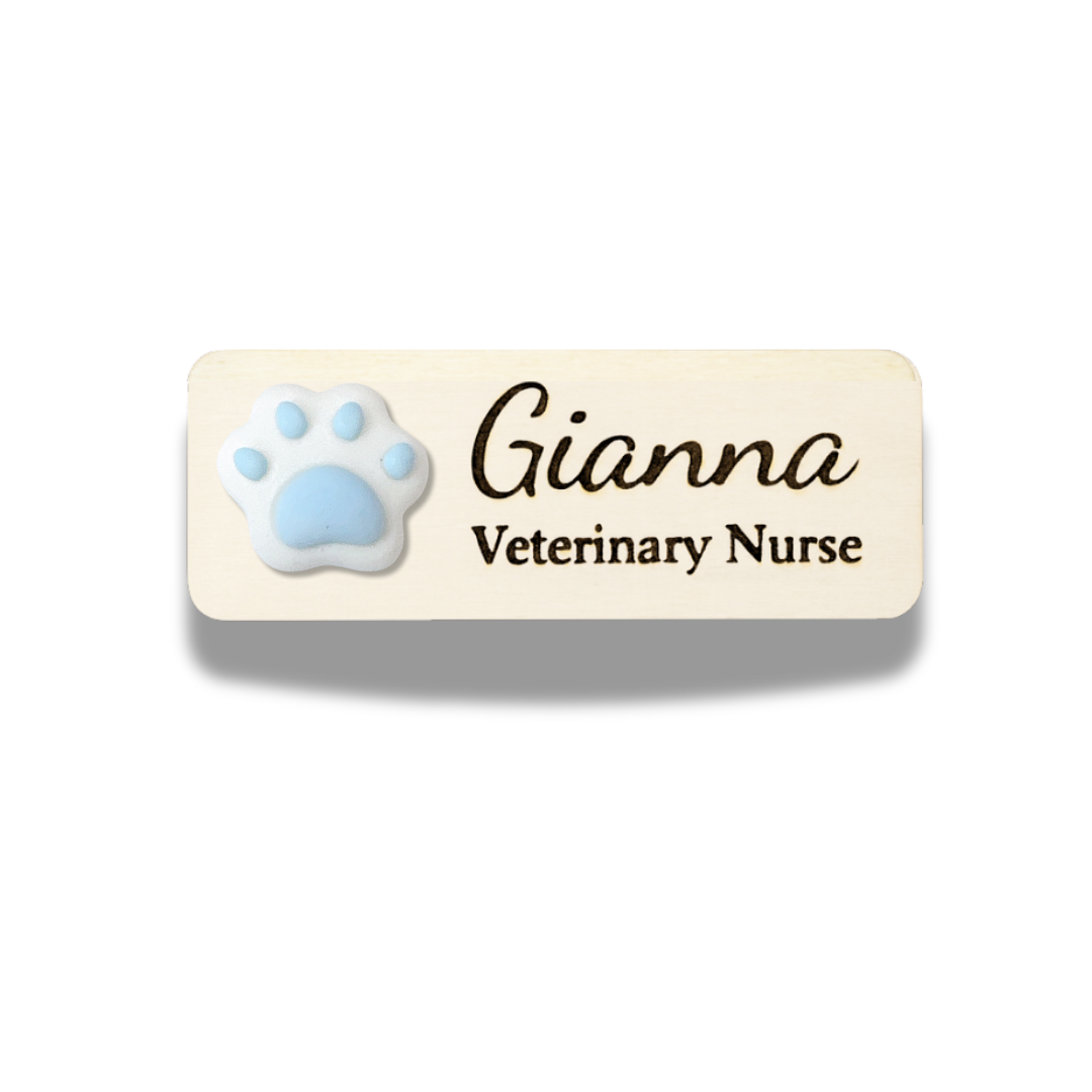 3D Animals Beige Paw Personalised Name Tag