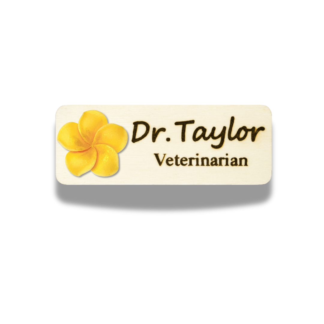 3D Blue Plumeria Rubra Personalised Name Tag