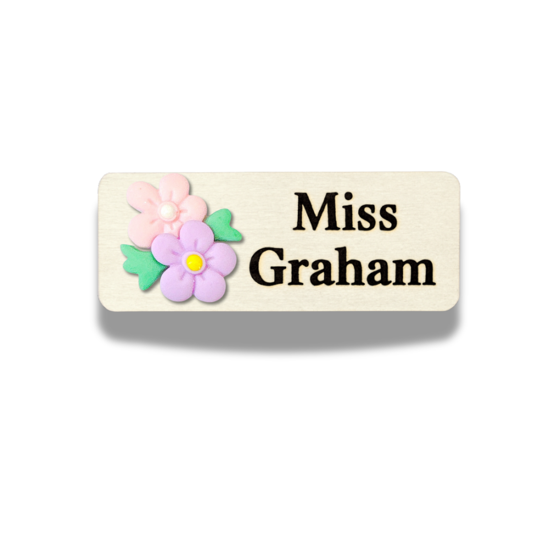 3D Blue and Pink Flower Bouquet Personalised Name Tag