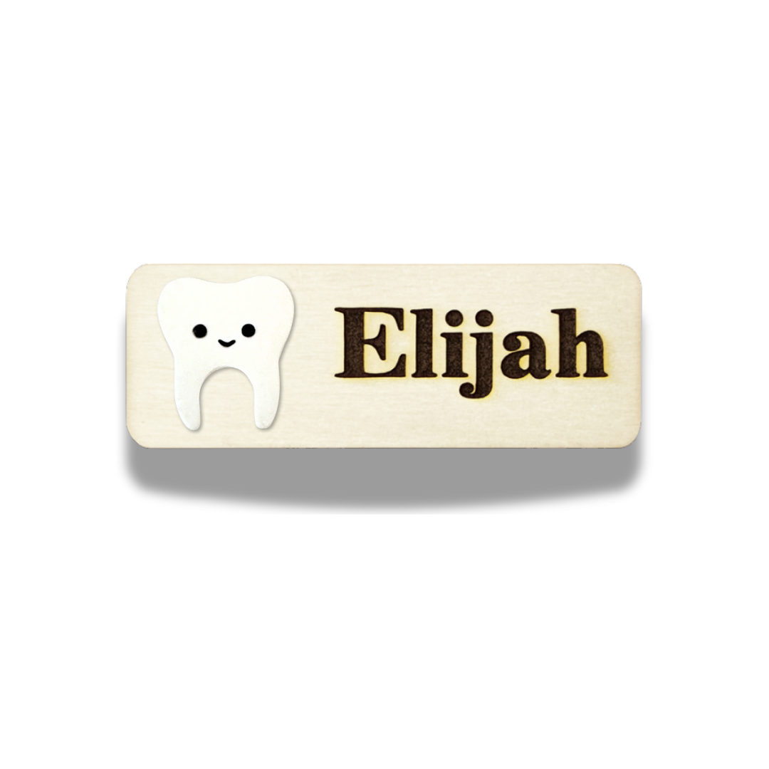 Handmade 3D Female Face Tooth Dental Theme Personalised Name Tag