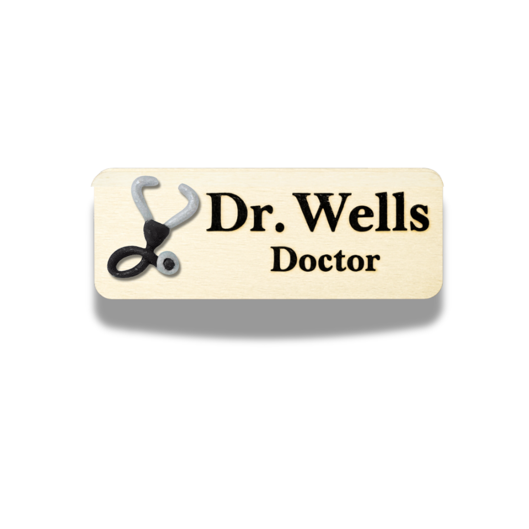 Handmade 3D Teal Doctor Stethoscope Personalised Name Tag