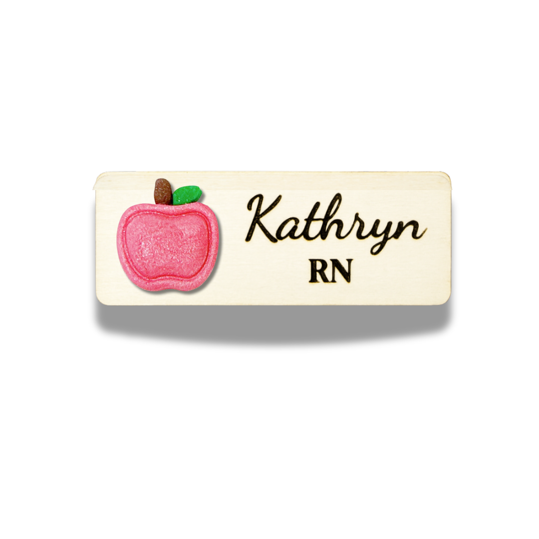 Handmade 3D Light Pink Apple Teacher Personalised Name Tag