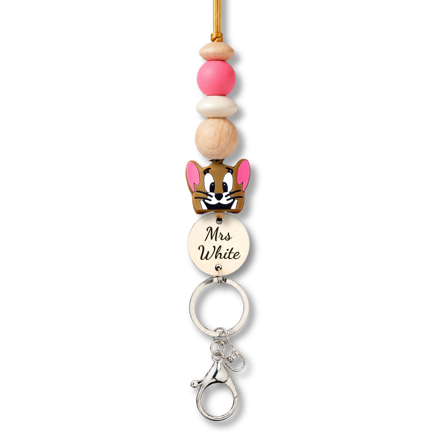 Tom and Jerry Inspired Cartoon Cat Personalized Name Teacher ID Key Lanyard