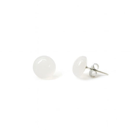 White Crystal 10mm Round Natural Stone Earrings