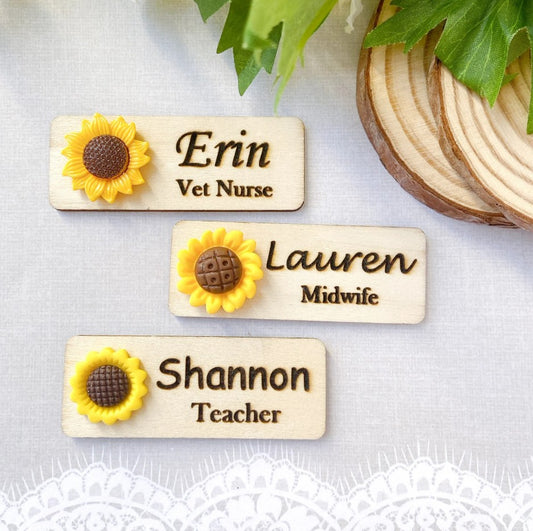 3D Large Sunflower Personalised Name Tag