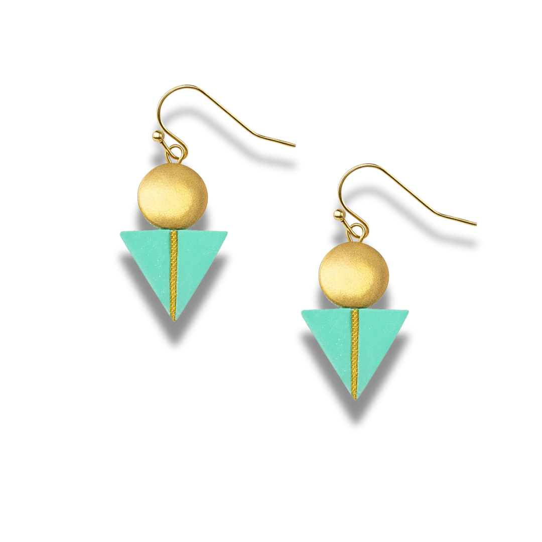 Coral Pink Triangle Geo Earrings – Modern Minimalist Collection