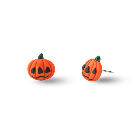 Orange Pumpkin Polymer Clay Hypoallergenic Stud Earrings