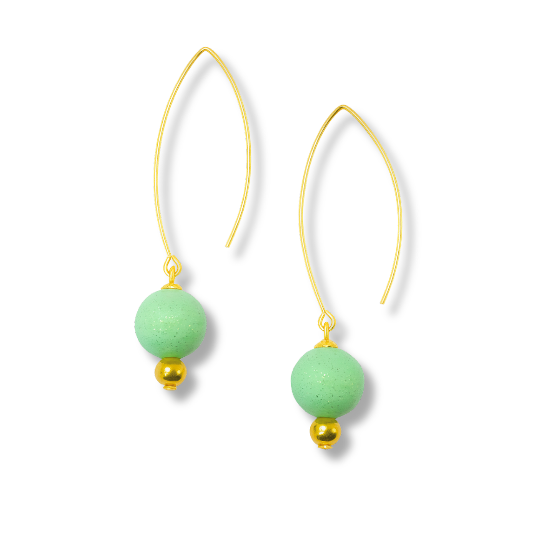 Minimalist Soft Pink Polymer Clay Bead Drop Earrings – Gold Hook Design