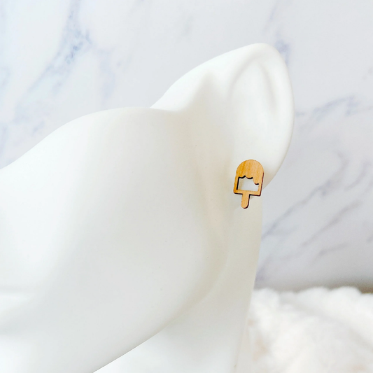 Wooden Icy Pop Popsicle Hypoallergenic Earring Studs