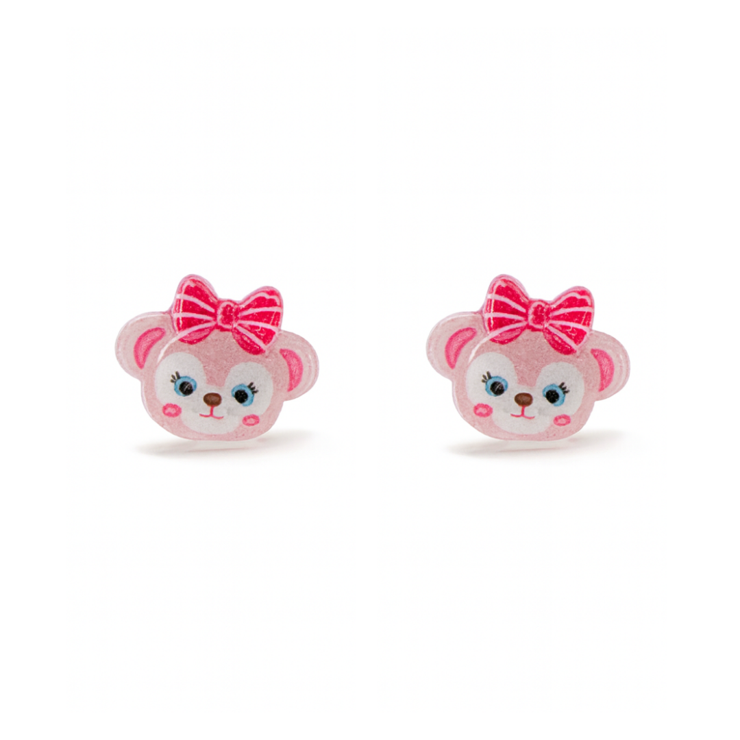 Green Cat Duffy and Friends Inspired Glitter Crystal Jelly Hypoallergenic Stud Earrings