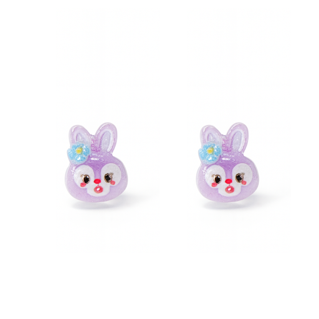 Green Cat Duffy and Friends Inspired Glitter Crystal Jelly Hypoallergenic Stud Earrings