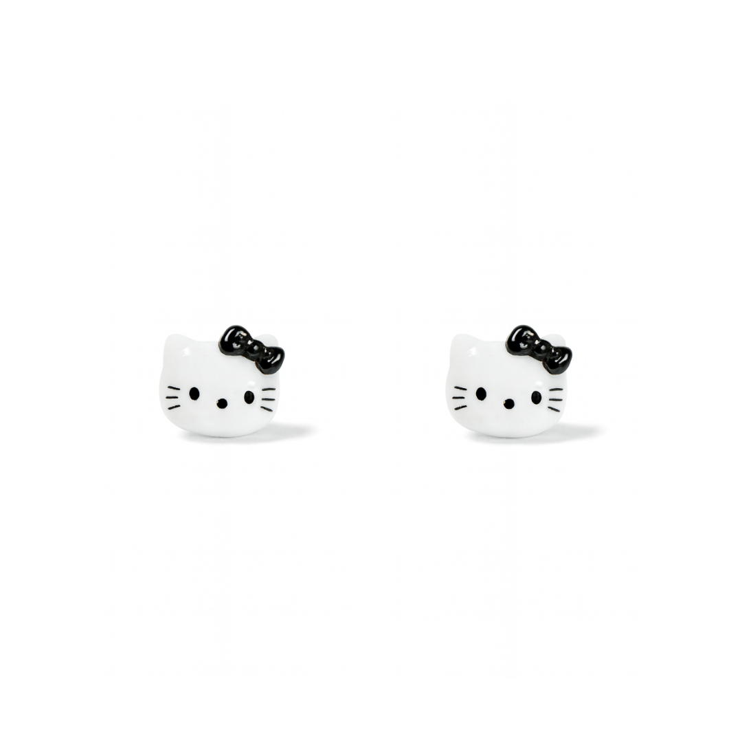 Tiny Black Bow Kitty Glitter Crystal Jelly Hypoallergenic Stud Earrings