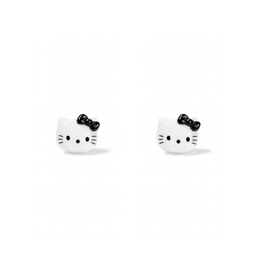 Tiny Black Bow Kitty Glitter Crystal Jelly Hypoallergenic Stud Earrings