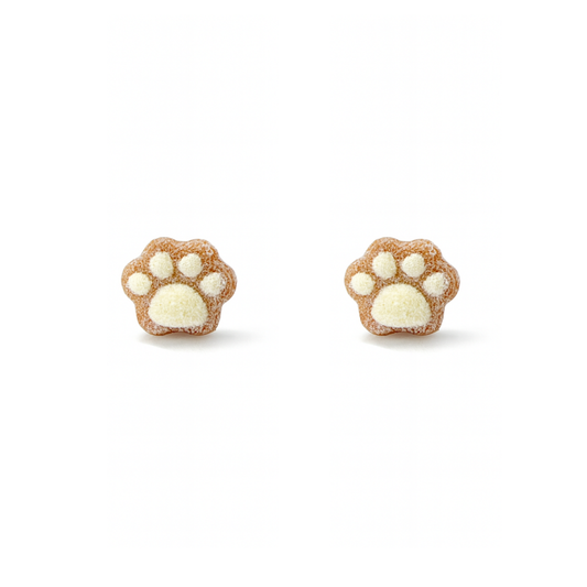 Fluffy Brown Animals Paw Hypoallergenic Stud Earrings