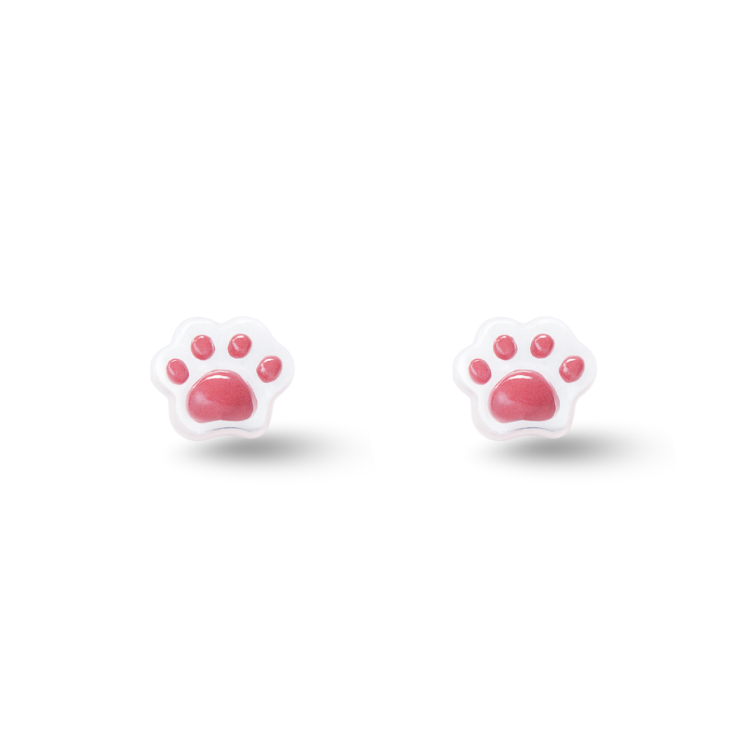 Transparent Pink Animals Paw Hypoallergenic Stud Earrings