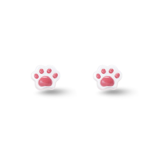 Transparent Pink Animals Paw Hypoallergenic Stud Earrings