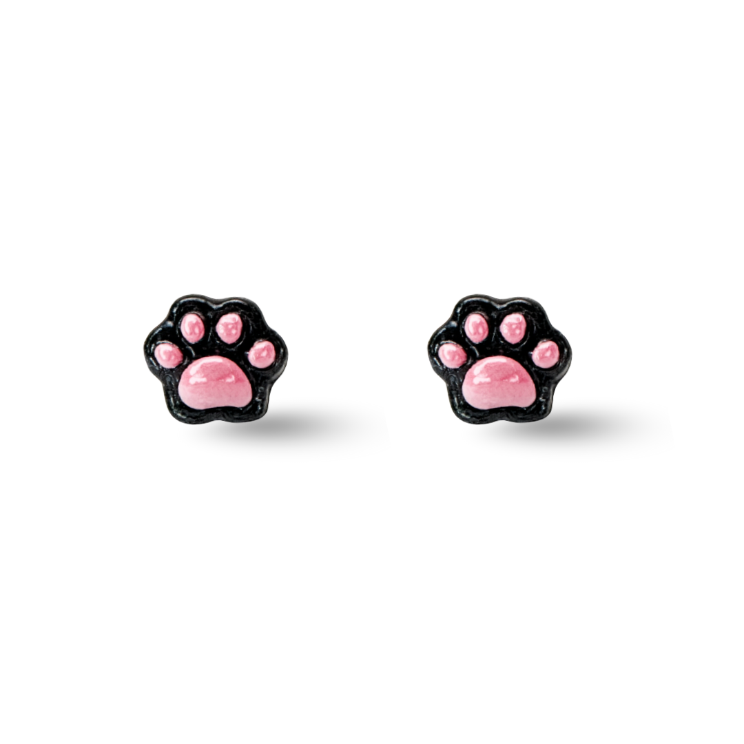 Transparent Pink Animals Paw Hypoallergenic Stud Earrings