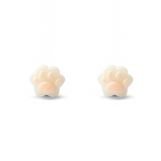 Milky White Animals Paw Hypoallergenic Stud Earrings