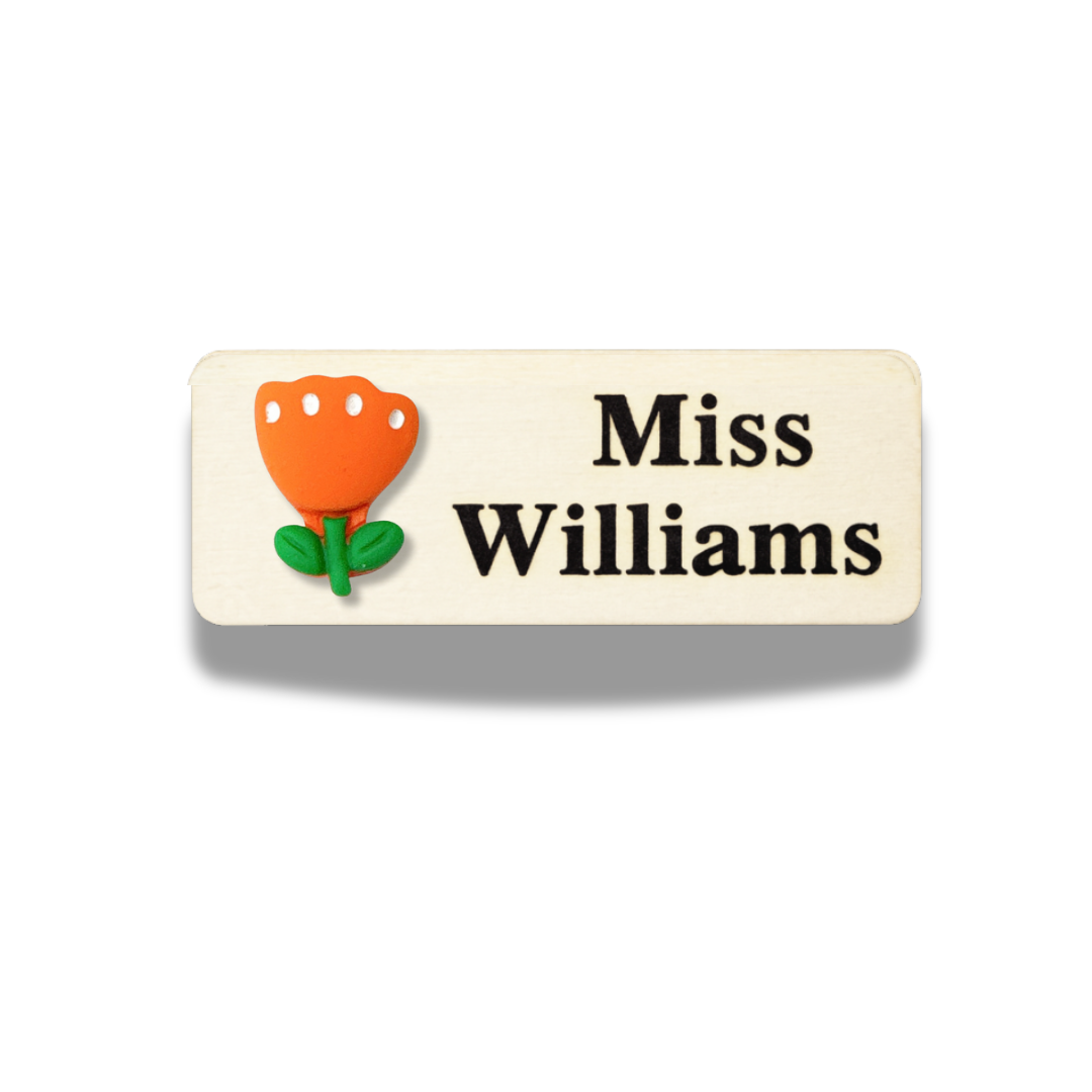 3D Green Flower Floral Personalized Name Tag