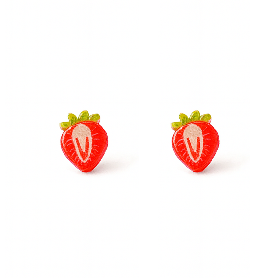 Strawberry Fruit Stud Earrings