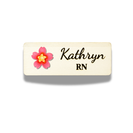 Mini 3D Rose Pink Cherry Blossoms Personalized Name Tag