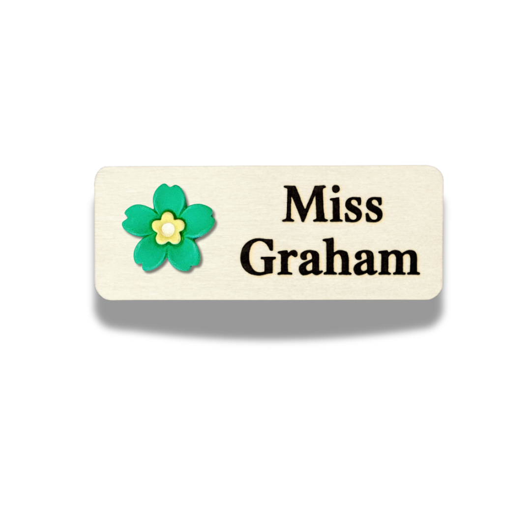 Mini 3D Yellow Cherry Blossoms Personalized Name Tag