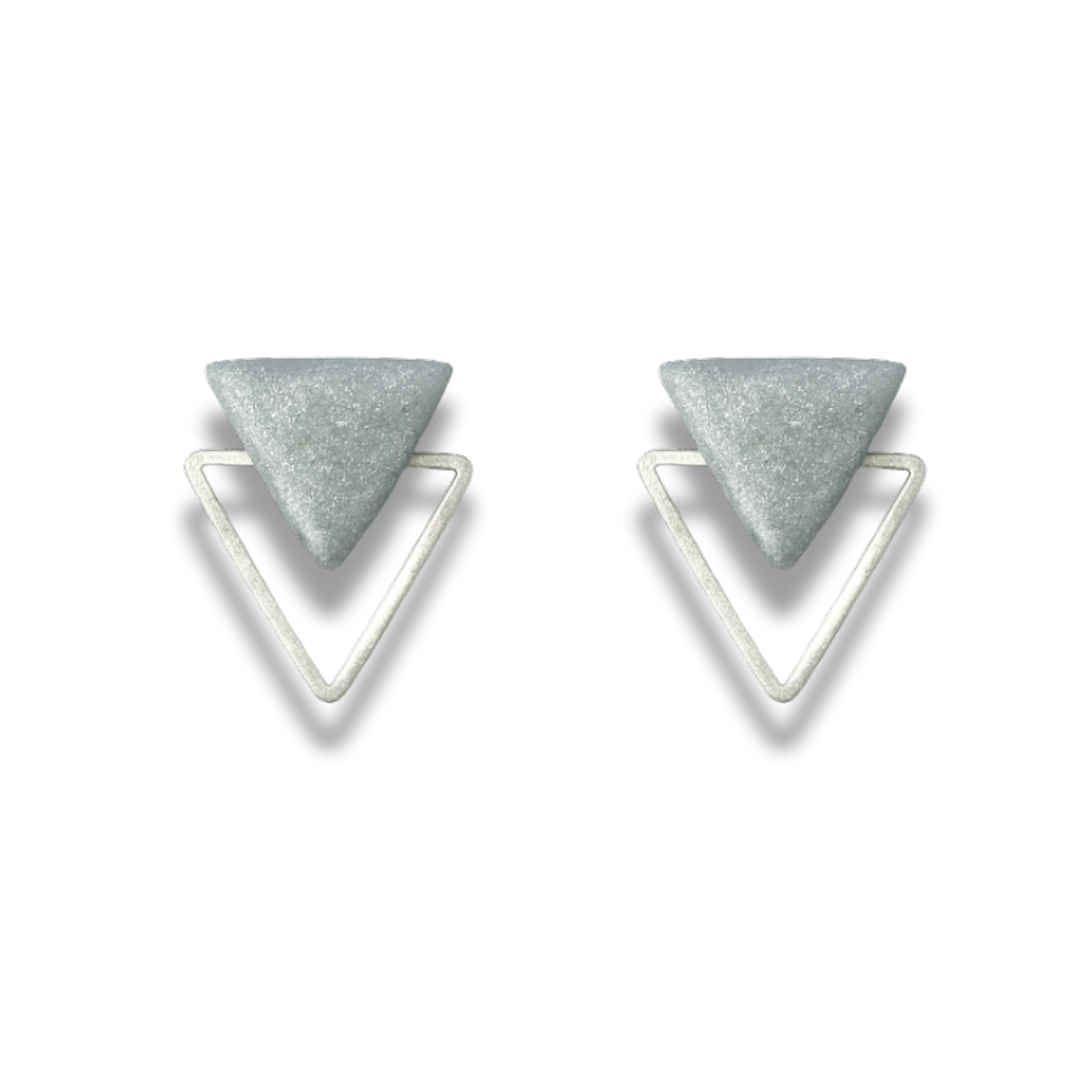 Anique Gold & Gold Triangle Dual-Layer Stud Earrings – Geometric Minimalist Collection