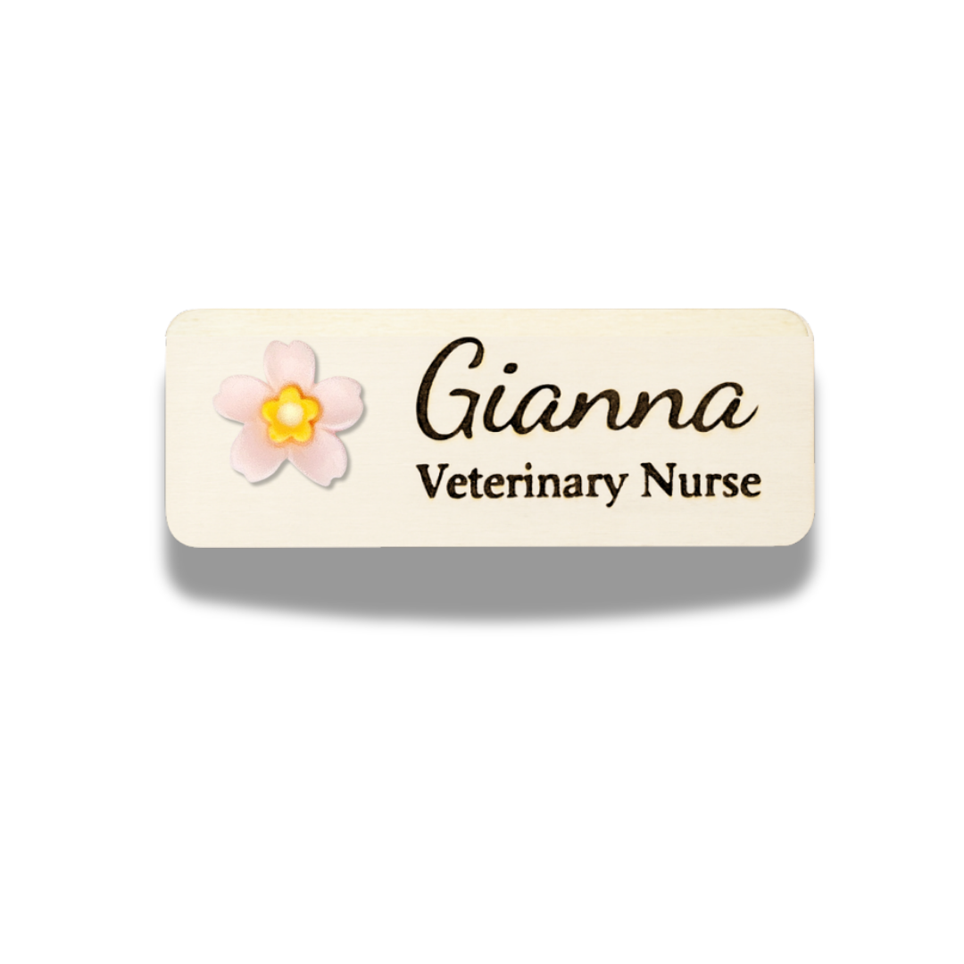 Mini 3D Yellow Cherry Blossoms Personalized Name Tag