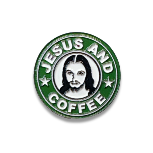 Jesus and Coffee Enamel Pin