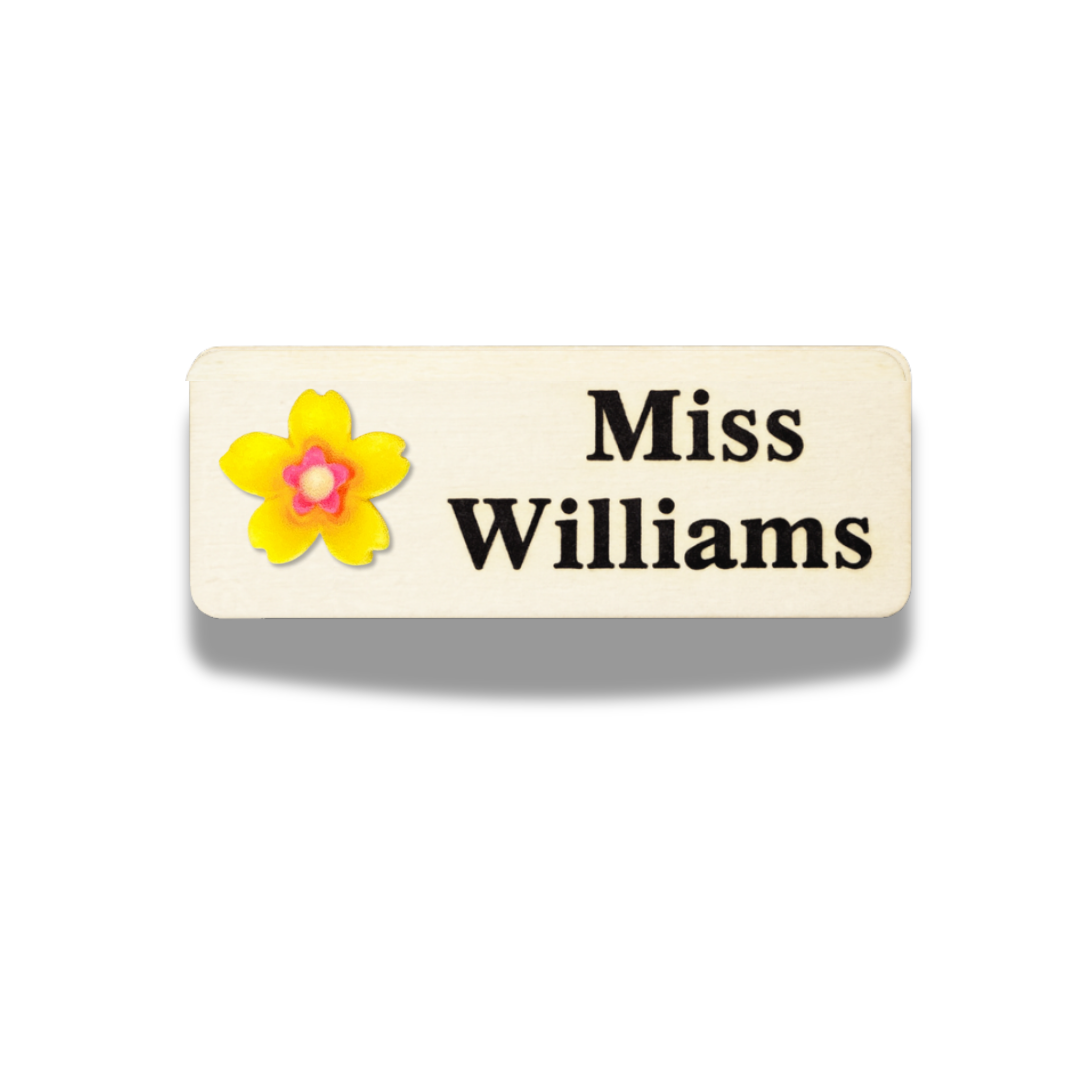 Mini 3D Yellow Cherry Blossoms Personalized Name Tag