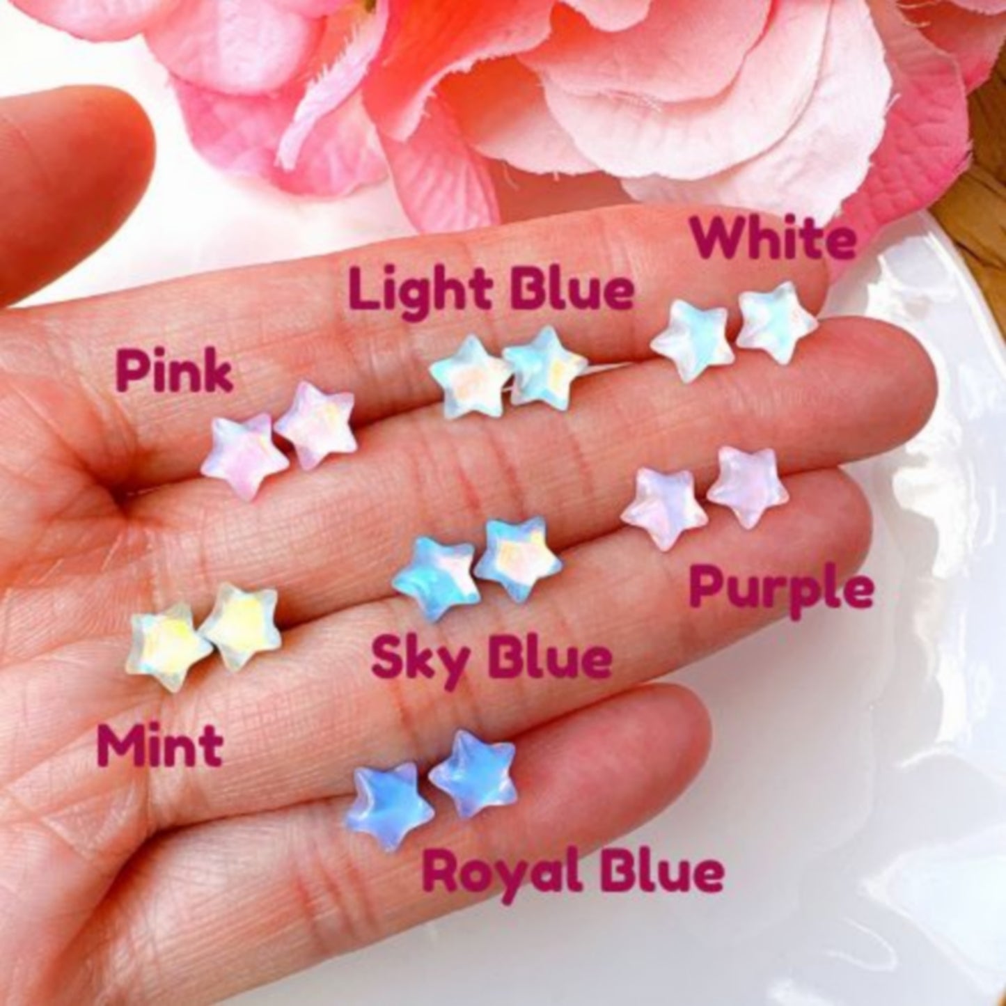 White Star Pearly Sheen Hypoallergenic Stud Earrings