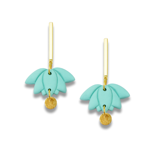 Turquoise Lotus Petal Polymer Clay Earrings – Pastel Collection