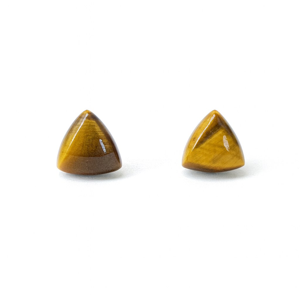 Tiger Eyes 10mm Triangle Natural Stone Earrings
