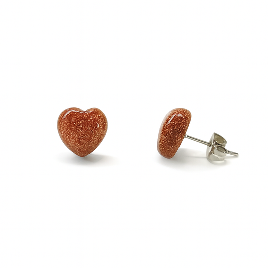 GoldStone 10mm Heart Natural Stone Earrings