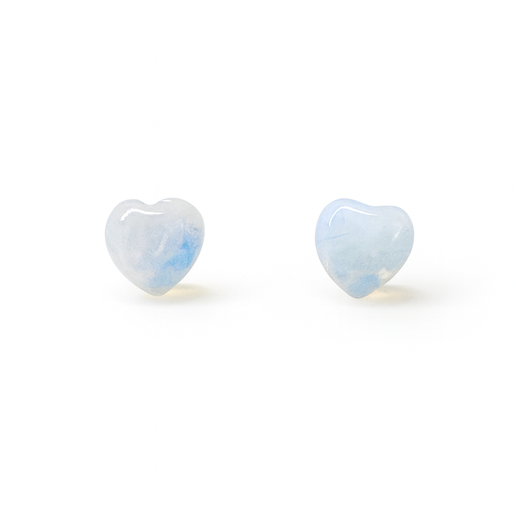 Opalite 10mm Heart Natural Stone Earrings