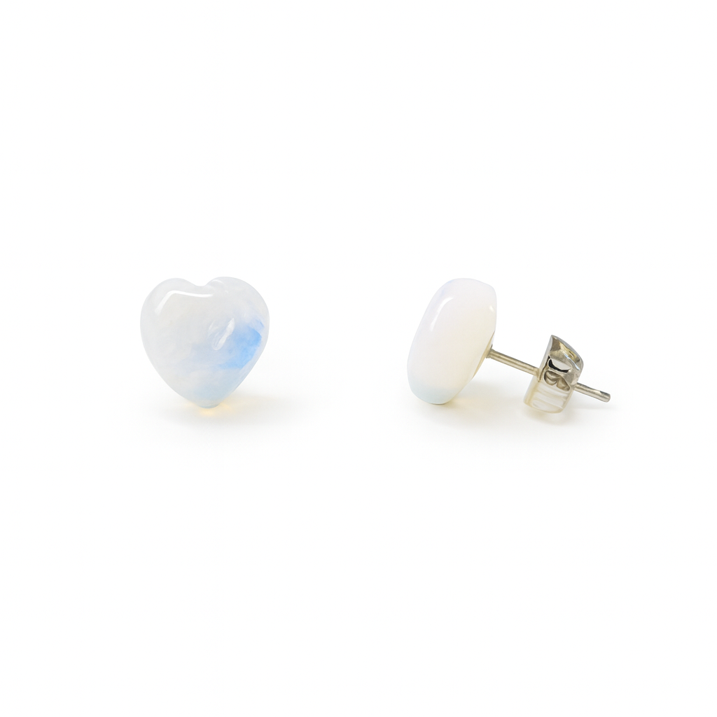 Opalite 10mm Heart Natural Stone Earrings