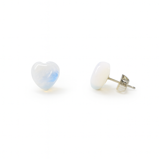 Opalite 10mm Heart Natural Stone Earrings