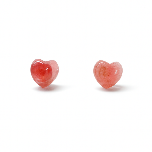 Strawberry Quartz 10mm Heart Natural Stone Earrings