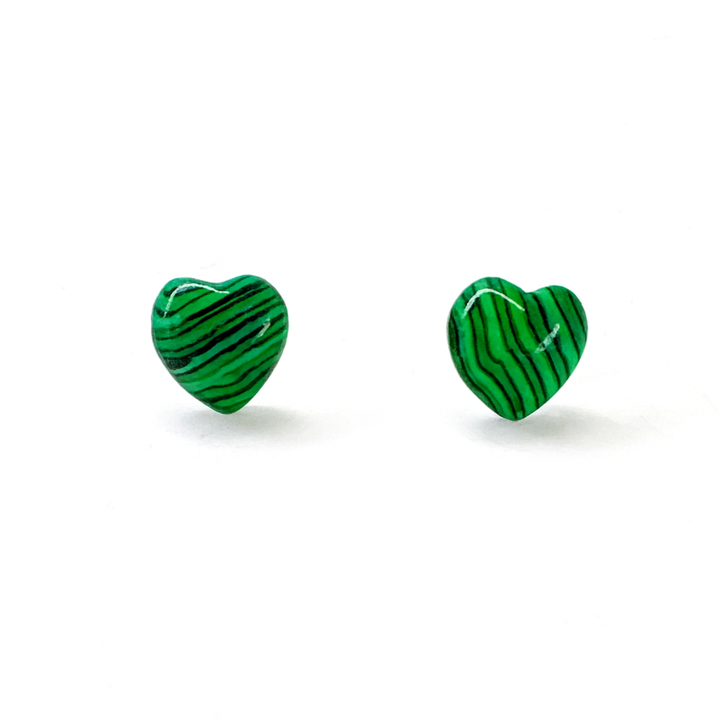 Malachite 10mm Heart Natural Stone Earrings