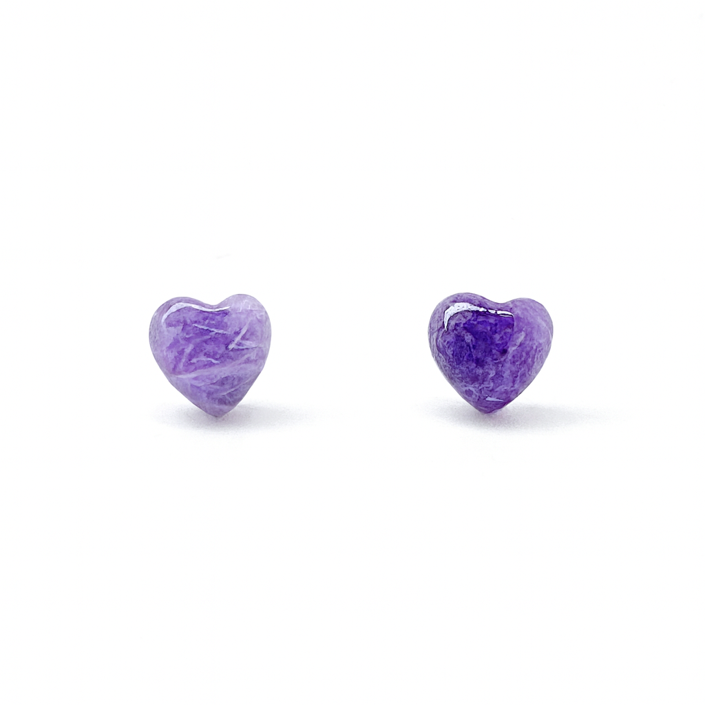 Amethyst 8mm Heart Natural Stone Earrings