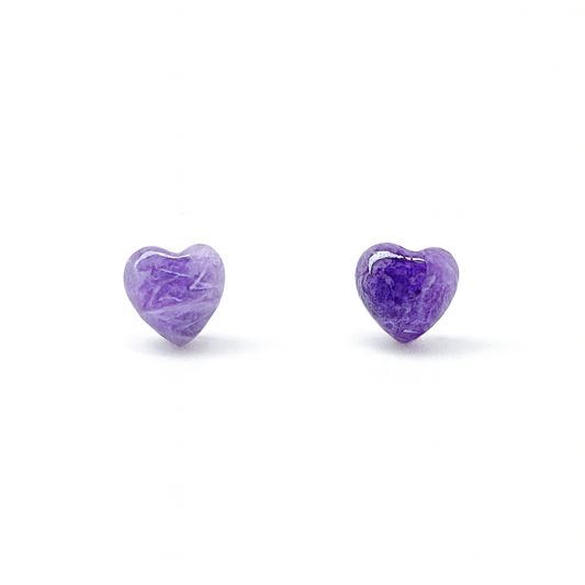 Amethyst 8mm Heart Natural Stone Earrings