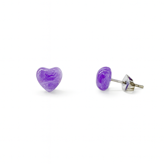 Amethyst 8mm Heart Natural Stone Earrings